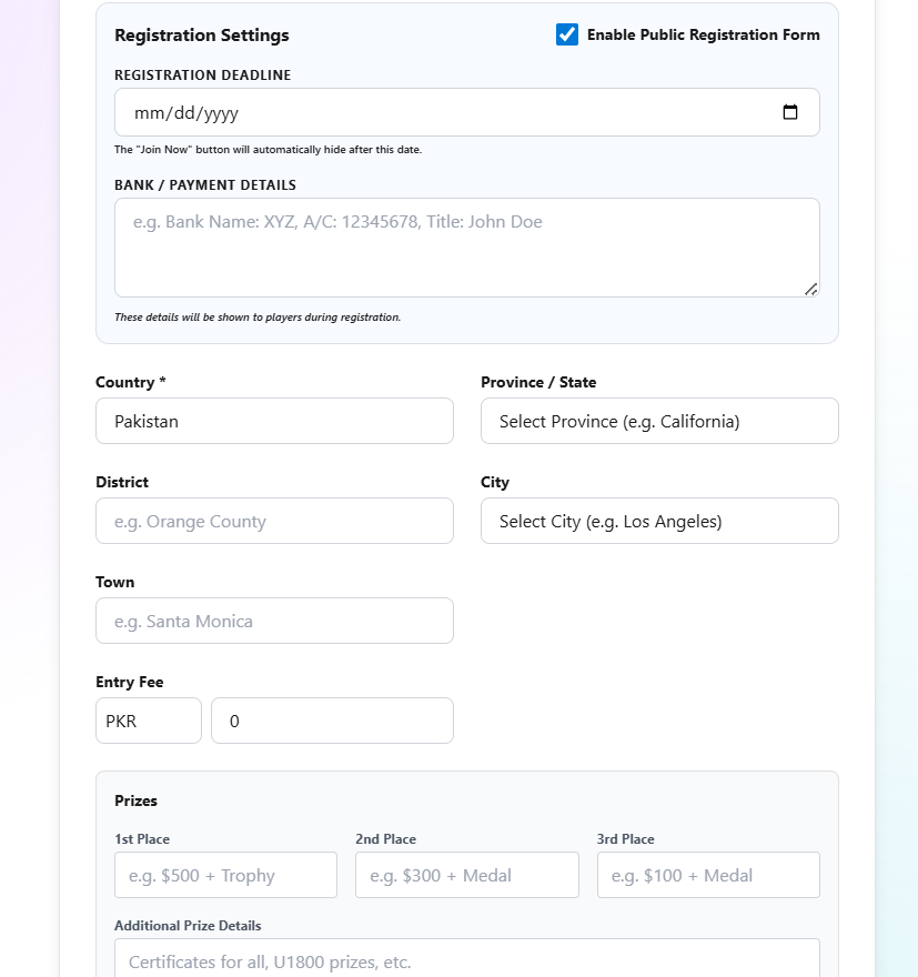 OTB Free Tournament Manager Create Tournament image 2