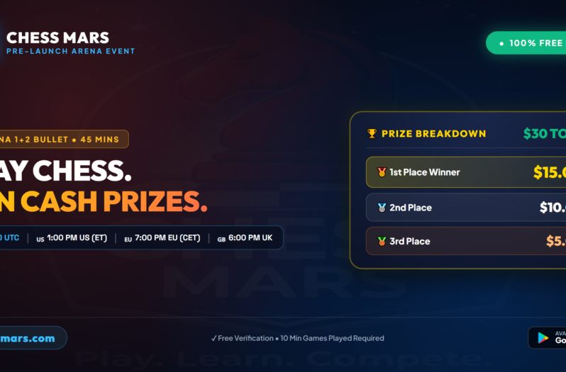 Pre-Launch Prized Chess Tournament: 100% Free Entry & $30 Cash Prizes!